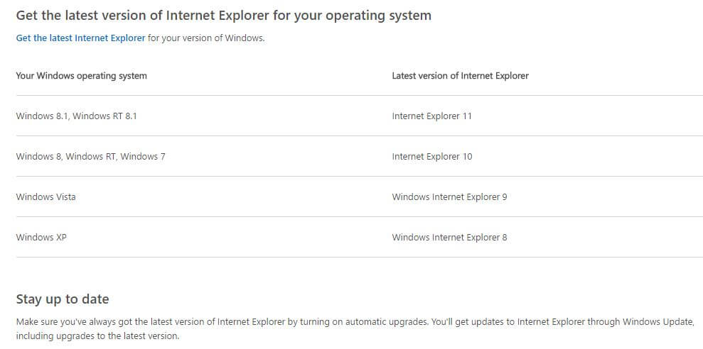 what version of ie should windows use